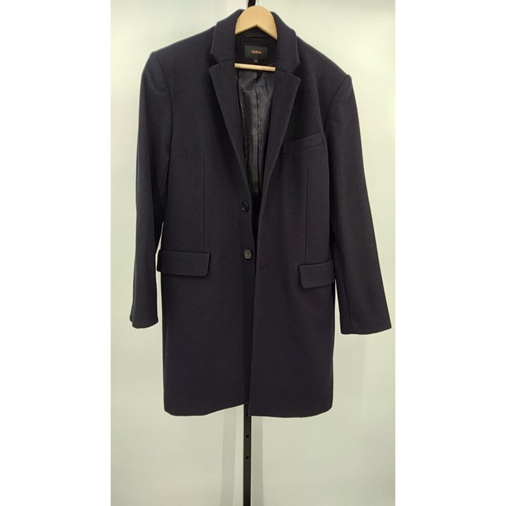 Quince Women Italian Wool Overcoat Cadet Blue Outerwear L